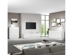 Mueble TV Vela con 4 puertas en color blanco brillo 180x35x45,4 cm