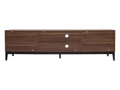 Mueble TV vintage con acabado de madera de nogal oscuro y metal negro con almacenaje 180 cm SARTO