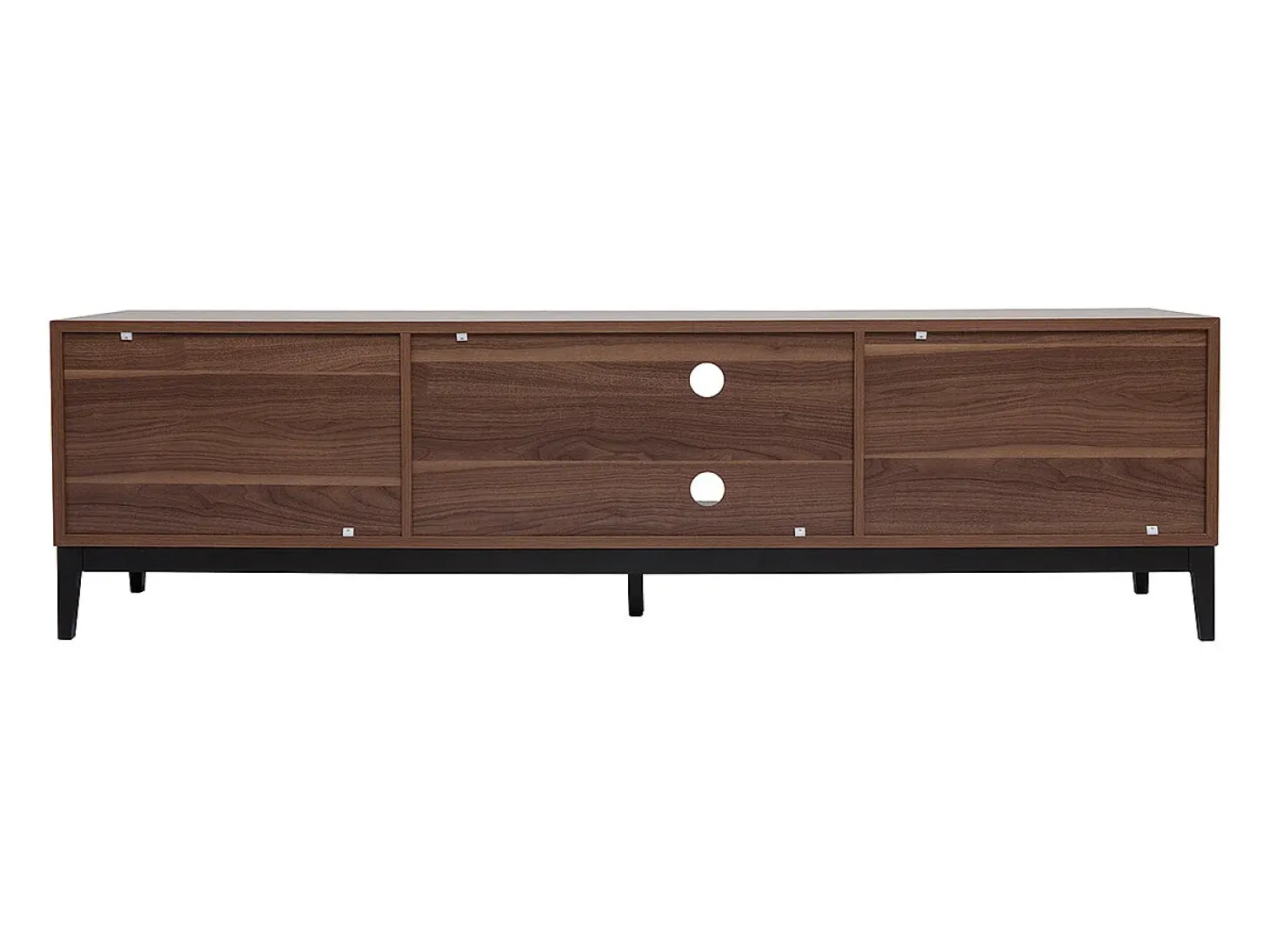 Mueble TV vintage con acabado de madera de nogal oscuro y metal negro con almacenaje 180 cm SARTO