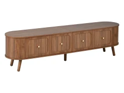 Mueble TV vintage 180x38x47 cm en color madera oscura con 4 puertas