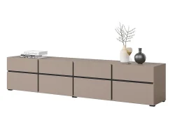 Mueble TV XL en colores beige y negro 225cm colección HAVANA. Mueble de diseño con 4 puertas y 4 cajones.