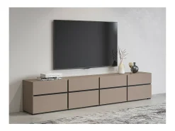 Mueble TV XL en colores beige y negro 225cm colección HAVANA. Mueble de diseño con 4 puertas y 4 cajones.