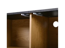 Mueble TV 190x35x45 cm con 2 puertas correderas y 2 puertas de rejilla - Color madera y negro