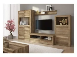 Mueble Vitrina 4 Puertas - Armario Auxiliar Comedor - Acabado Color Cañón - Medidas: Ancho: 100 cm x Fondo: 34,6 cm x Alto: 177 cm