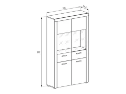 Mueble Vitrina 4 Puertas - Armario Auxiliar Comedor - Acabado Color Cañón - Medidas: Ancho: 100 cm x Fondo: 34,6 cm x Alto: 177 cm