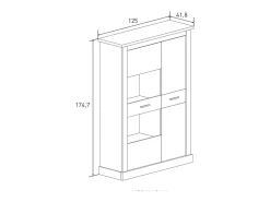 Mueble Vitrina 2 Puertas - Armario Auxiliar Comedor - Acabado Color Cañón - Medidas: Ancho: 125 cm x Fondo: 41,8 cm x Alto: 174,7 cm