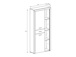 Mueble Vitrina Con Luces Led - Armario Auxiliar Comedor - Acabado Color Cañón - Medidas: Ancho: 95 cm x Fondo: 34,6 cm x Alto: 212 cm