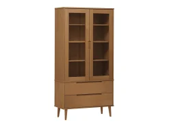 Mueble vitrina MOLDE madera maciza de pino marrón 90x35x175 cm