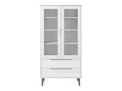 Mueble vitrina MOLDE madera maciza de pino blanco 90x35x175 cm