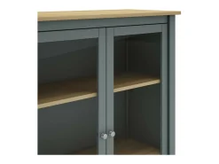 Mueble vitrina para comedor modelo Miguel 2 puertas acabado verde kaki/roble, 40cm(fondo)