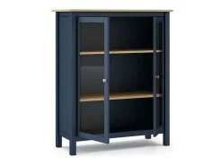 Mueble vitrina para comedor modelo Miguel 2 puertas acabado azul/roble, 40cm(fondo) 110cm(