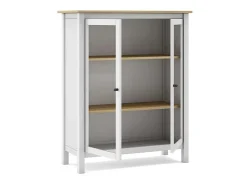 Mueble vitrina para comedor modelo Miguel 2 puertas acabado blanco/roble, 40cm(fondo) 110c