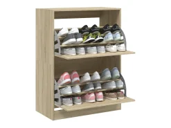 Mueble zapatero 2 cajones abatibles roble Sonoma 80x42x108 cm ES946658