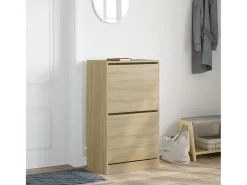 Mueble zapatero 2 cajones abatibles roble Sonoma 60x42x108 cm ES658163