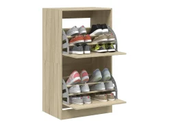 Mueble zapatero 2 cajones abatibles roble Sonoma 60x42x108 cm ES658163