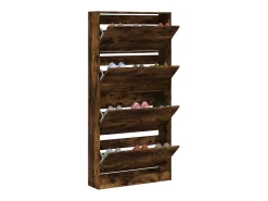 Mueble zapatero 4 cajones abatibles roble ahumado 80x21x163,5cm ES455197