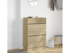 Mueble zapatero 2 cajones abatibles roble Sonoma 80x34x116 cm ES669746