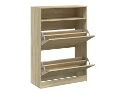 Mueble zapatero 2 cajones abatibles roble Sonoma 80x34x116 cm ES669746