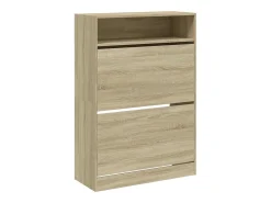 Mueble zapatero 2 cajones abatibles roble Sonoma 80x34x116 cm ES669746