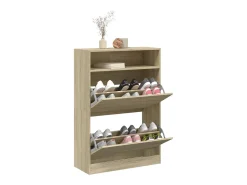 Mueble zapatero 2 cajones abatibles roble Sonoma 80x34x116 cm ES669746
