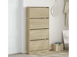 Mueble zapatero 4 cajones abatibles roble Sonoma 80x21x163,5 cm ES319865
