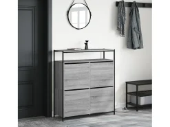 Mueble zapatero 4 cajones abatibles gris Sonoma 100x34x112 cm ES946634