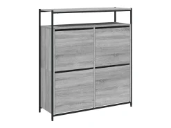 Mueble zapatero 4 cajones abatibles gris Sonoma 100x34x112 cm ES946634