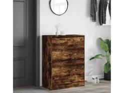 Mueble zapatero 2 cajones abatibles roble ahumado 80x42x108 cm ES807671