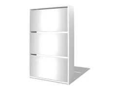 Mueble zapatero 3 niveles y espejo blanco 63x17x102,5 cm ES408565