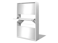 Mueble zapatero 3 niveles y espejo blanco 63x17x102,5 cm ES408565