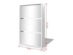 Mueble zapatero 3 niveles y espejo blanco 63x17x102,5 cm ES408565