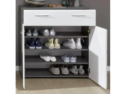 Mueble zapatero 2 puertas 1 cajón blanco brillo y gris ceniza 2 puertas 1 cajón Kinzo 80 cm