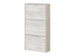 Mueble Zapatero 3 Puertas con Gran Capacidad con Acabado en Color Roble Gris Blanqueado - Dim: 60 cm (Ancho) x 113 cm (Alto) x 22 cm (Fondo)