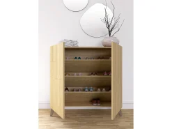 Mueble zapatero almacenaje - A87cm x L90cm x F27cm roble dorado patas moka – Bergen