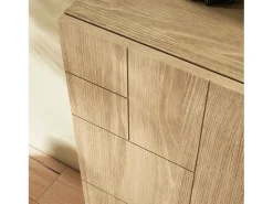 Mueble zapatero almacenaje - A87cm x L90cm x F27cm roble dorado patas blanco – Bergen