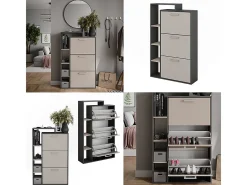 Mueble zapatero antracita/gris 80x24.2x128.3 orlando