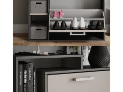 Mueble zapatero antracita/gris 80x24.2x128.3 orlando