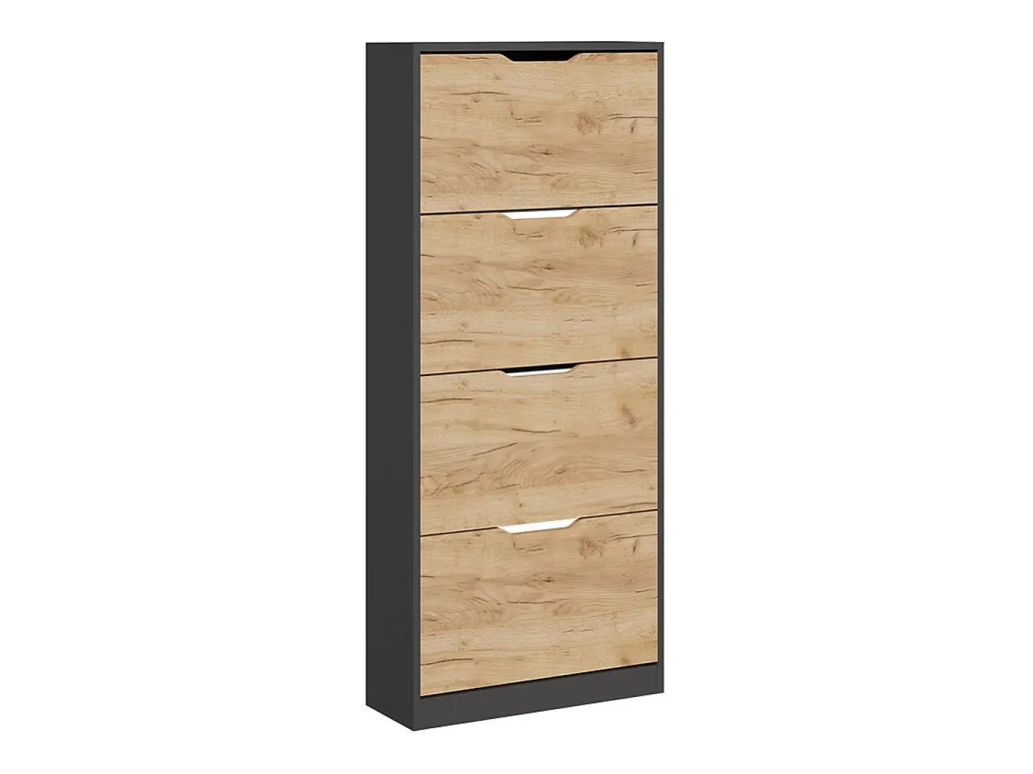 Mueble zapatero antracita/roble dorado 59x22x137 luca