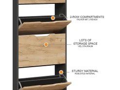 Mueble zapatero antracita/roble dorado 59x22x137 luca