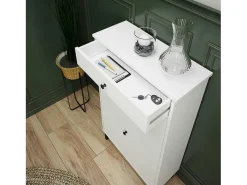 Mueble Zapatero Blanco con 2 Puertas y 1 Cajón | 61,1 x 110 x 25 cm