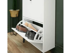 Mueble Zapatero Blanco con 2 Puertas y 1 Cajón | 61,1 x 110 x 25 cm