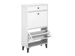 Mueble Zapatero Blanco con 2 Puertas y 1 Cajón | 61,1 x 110 x 25 cm