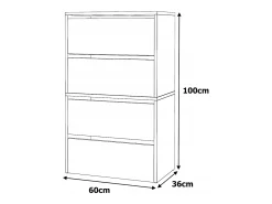 Mueble Zapatero Blanco Mate 60x36x100 cm – Estantería de Almacenamiento para la Entrada Estilo Loft