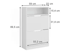 Mueble zapatero blanco 59x22x89.5 luca