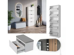 Mueble zapatero blanco 59x22x169 luca