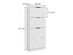 Mueble zapatero blanco 59x22x137 luca