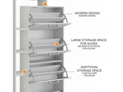 Mueble zapatero blanco 80x24.2x166.1 orlando