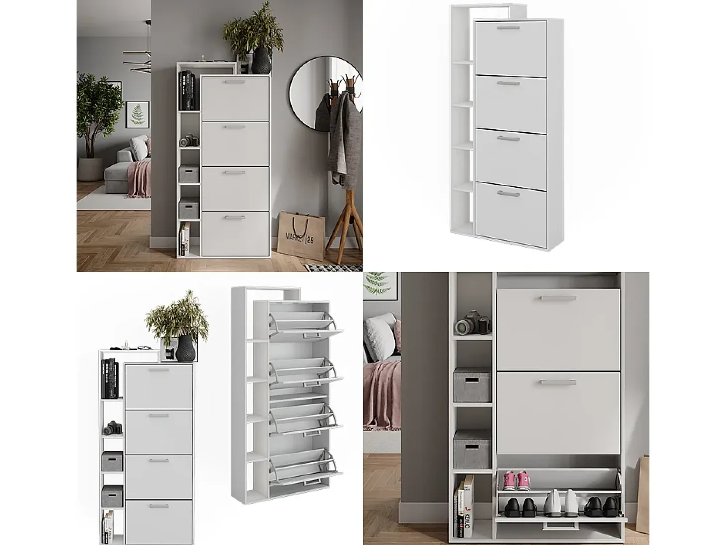Mueble zapatero blanco 80x24.2x166.1 orlando