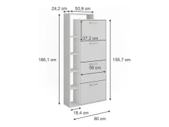 Mueble zapatero blanco 80x24.2x166.1 orlando