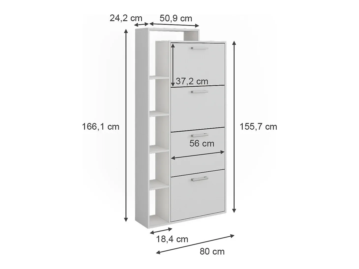 Mueble zapatero blanco 80x24.2x166.1 orlando